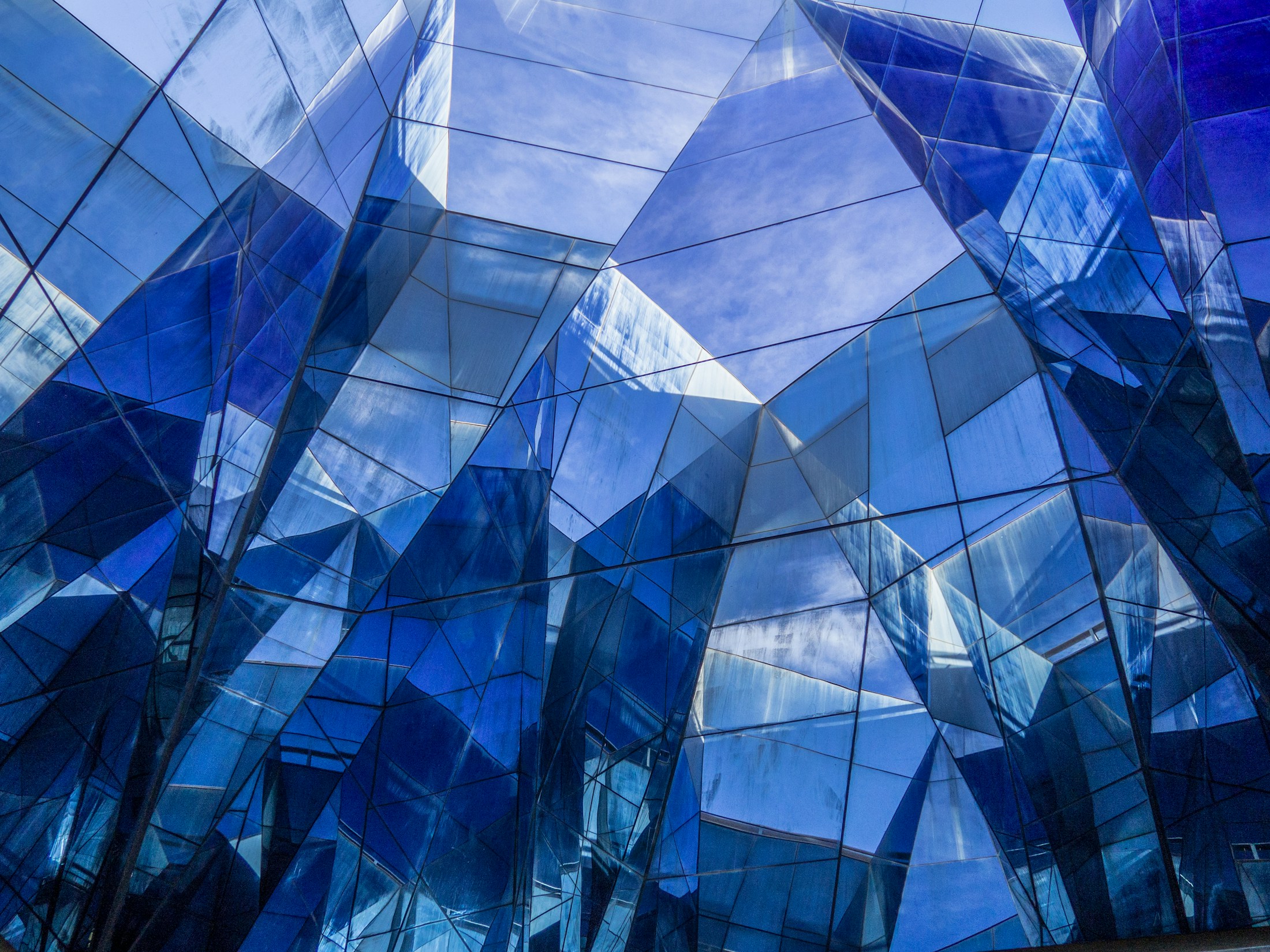 A connected pattern of glass in a commercial building